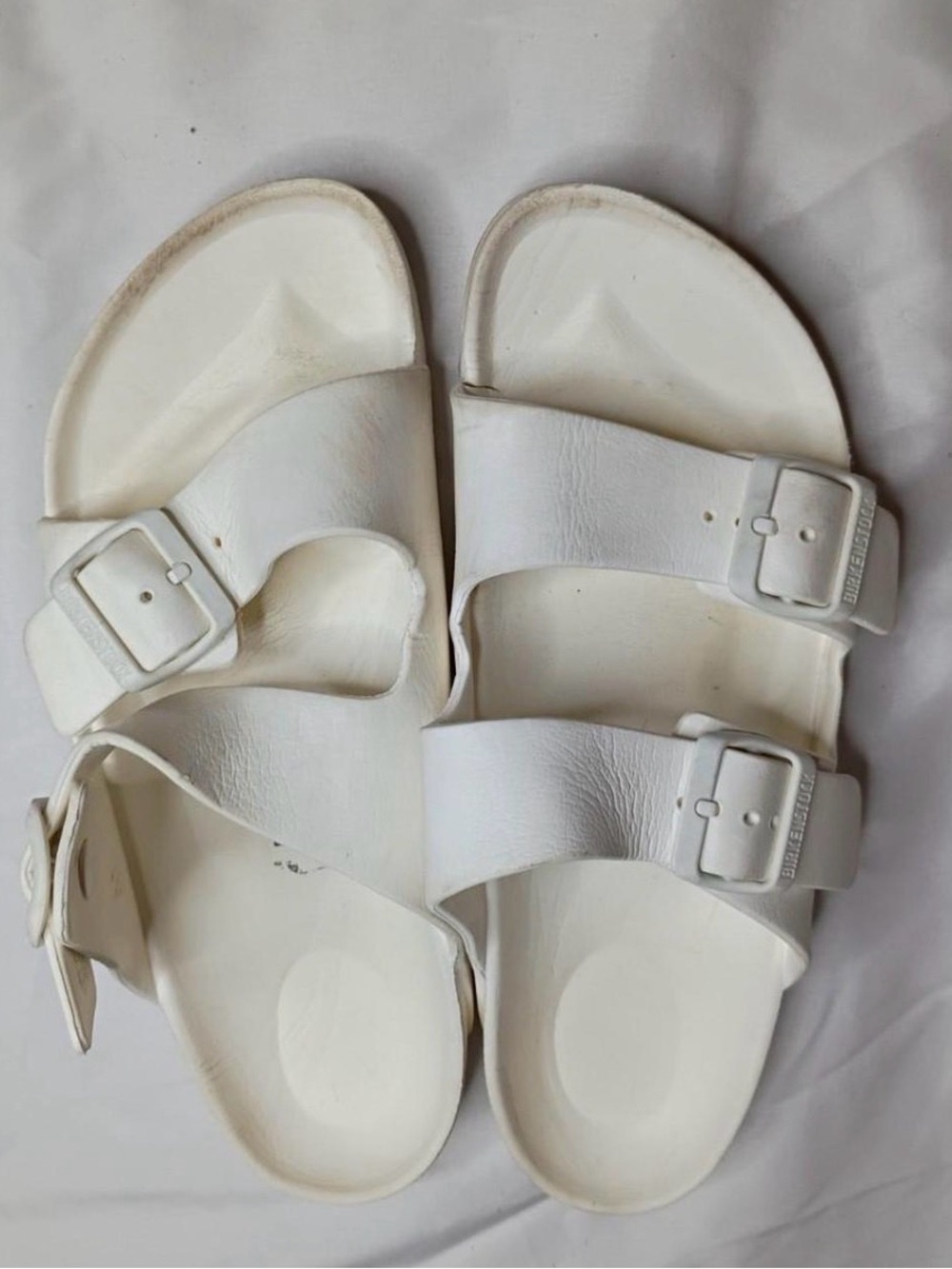 Kids White Double-Buckle Slide Sandals